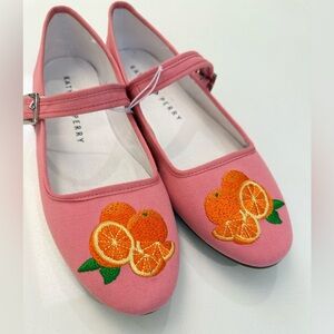 Katy Perry The Summer Ballet Flat, Pink Embroidered Oranges,‎ Size 7, NO BOX